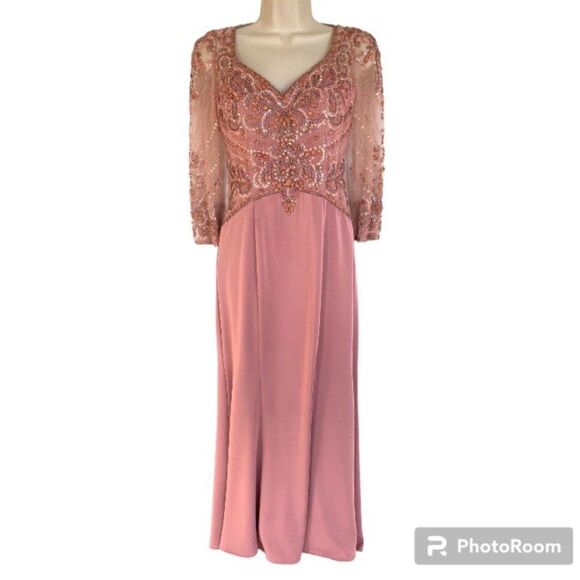 Marsoni Beaded V Neck Maxi Formal Dress 4 - Picture 3 of 13